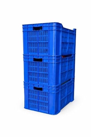 Nilkamal Plastic 20 KG CRATE 3 PC Combo Blue 54.2X36X30 Cm