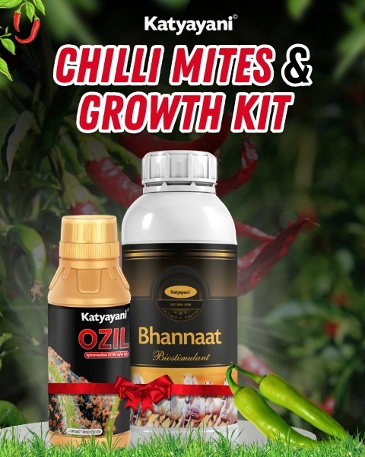 Katyayani Organics Chilli Mites & Growth Kit Ozil 250 ML + Bhannaat 250 ML