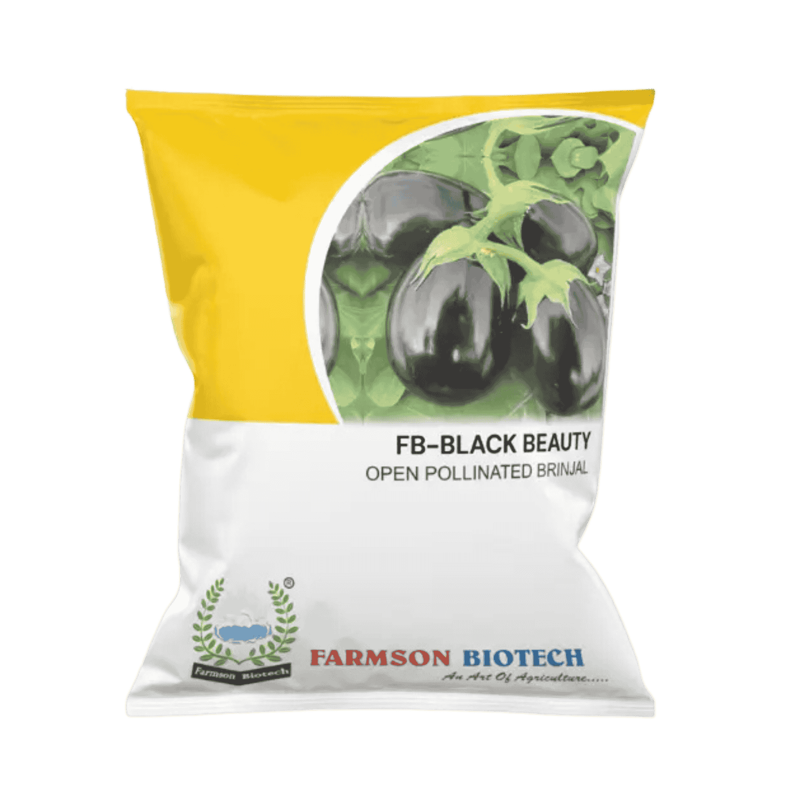 Farmson Biotech FB BLACK BEAUTY (OPV) Brinjal  Eggplant Seeds 50GM