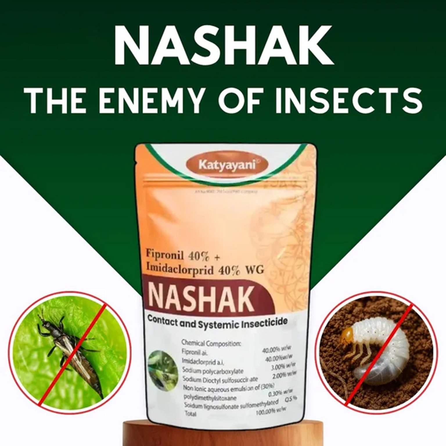 Nashak Chemical Insecticide | Fipronil 40% + Imidacloprid 40% WG | Katyayani