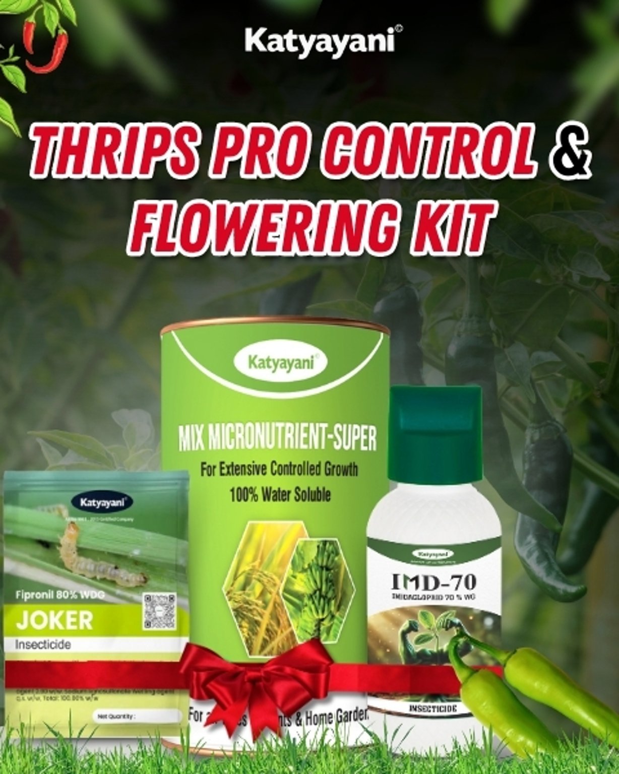 Katyayani Organics Thrips Pro Control & Flowering Kit Joker 40 GM + IMD-70 30 GM + Mix Micronutrient 100 GM