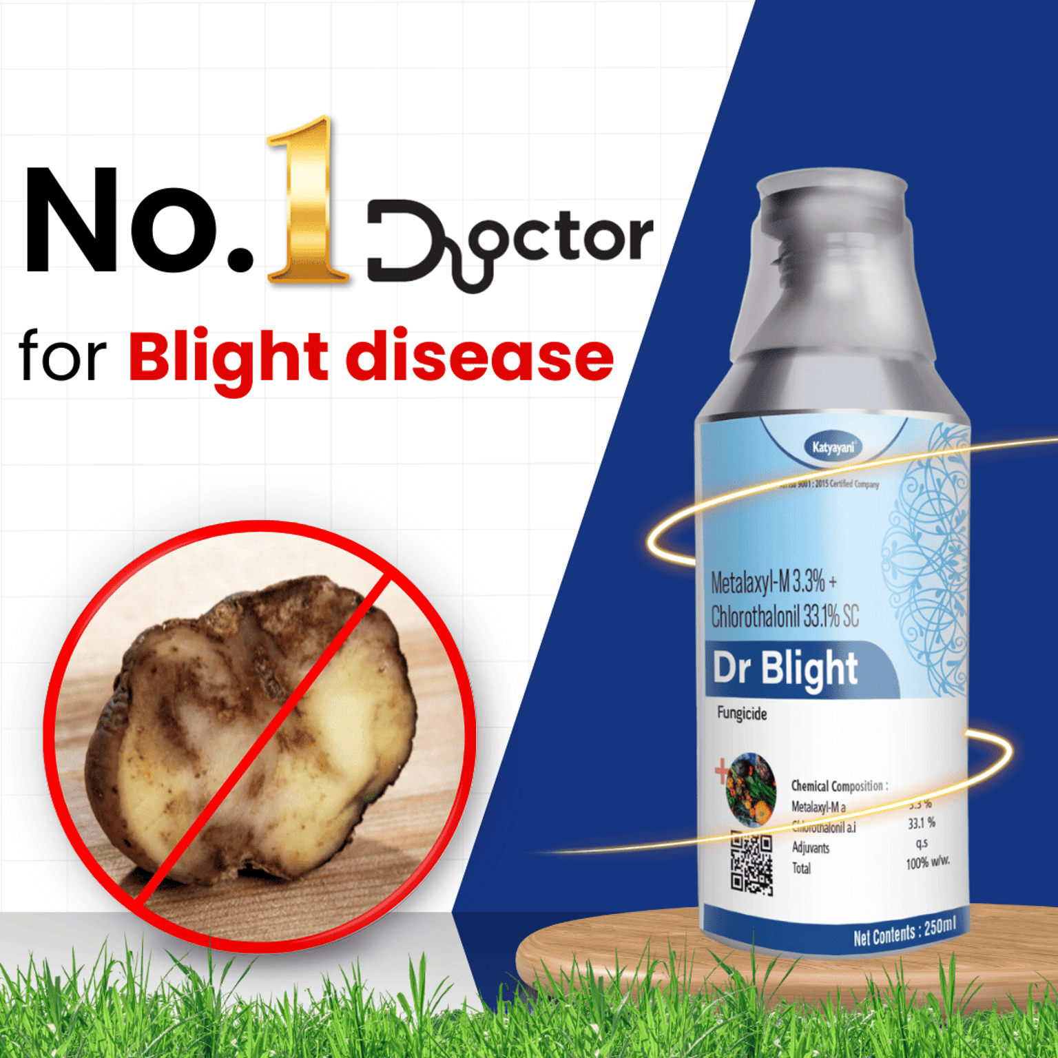 Katyayani Dr Blight Metalaxyl-M 3.3% + Chlorothalonil 33.1% SC Chemical Fungicide