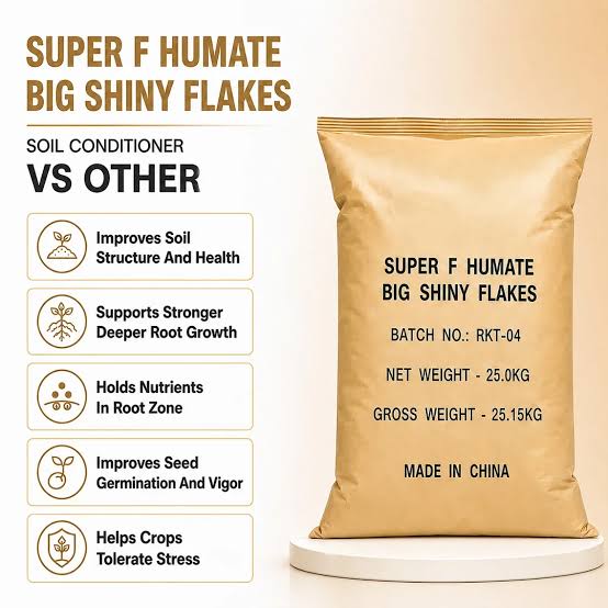 Super F Humate Big Shiny Flakes  98%
