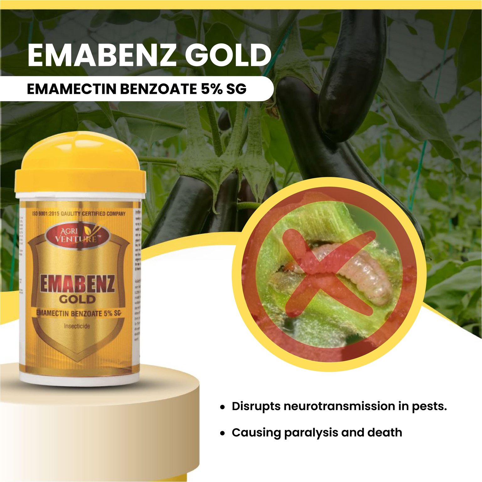 Agri Venture Emabenz Gold Emamectin Benzoate 5% SG Chemical Insecticide