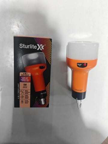 9W Portable Emergency Torch Light | LED Bulb, B22 Base | Up to 6 Hours Backup, Type-C & AC Charging, Lithium-Ion Battery, Includes Hanging Hook (Grey) | Cool Day Light, 41 year gerentty