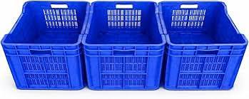 Nilkamal Plastic 20 KG CRATE 3 PC Combo Blue 54.2X36X30 Cm  3Pc