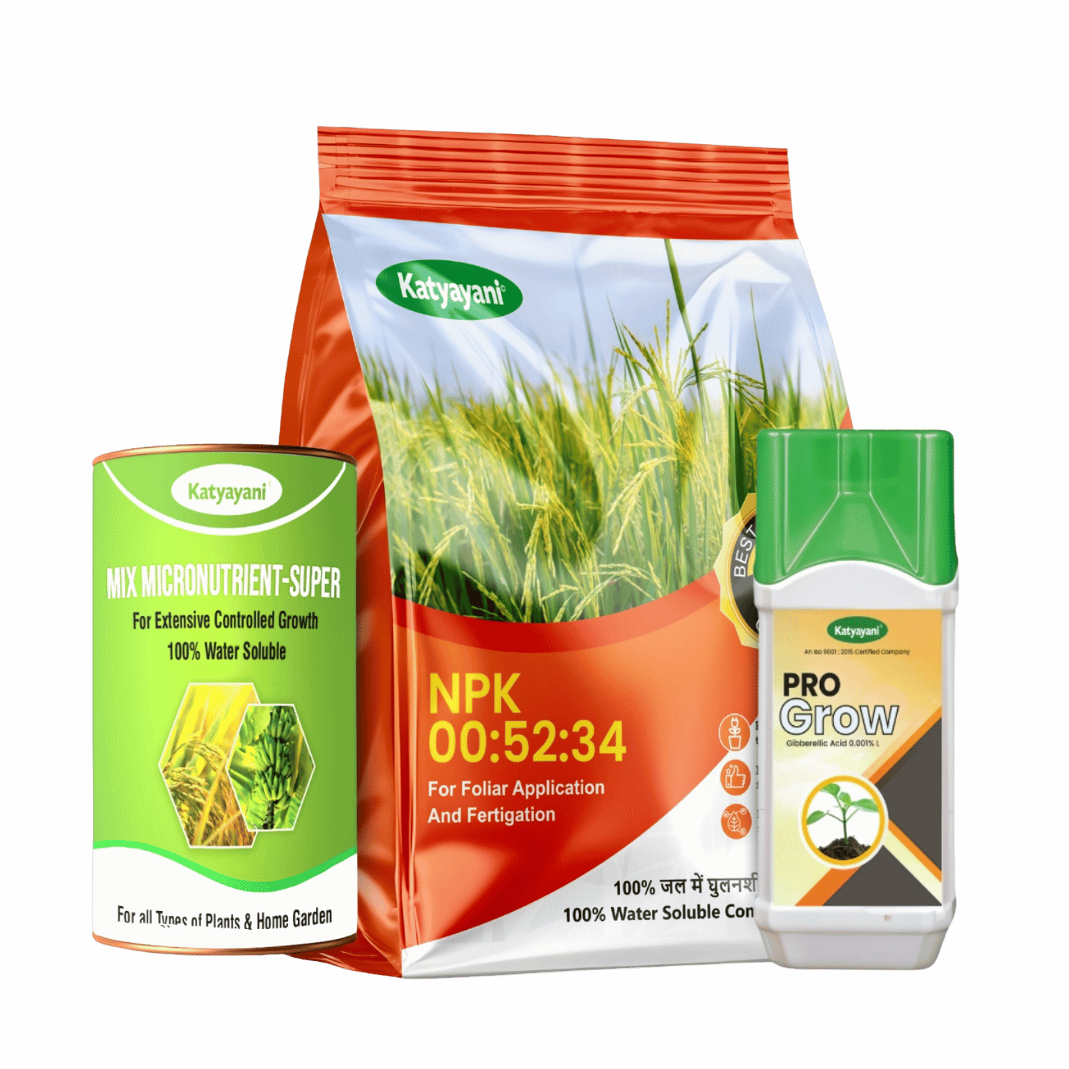 Katyayani Organics Upaj Badhao Combo NPK 00 52 34 1 KG + Mix Micronutrient 100 GM + Pro Grow 250 ML