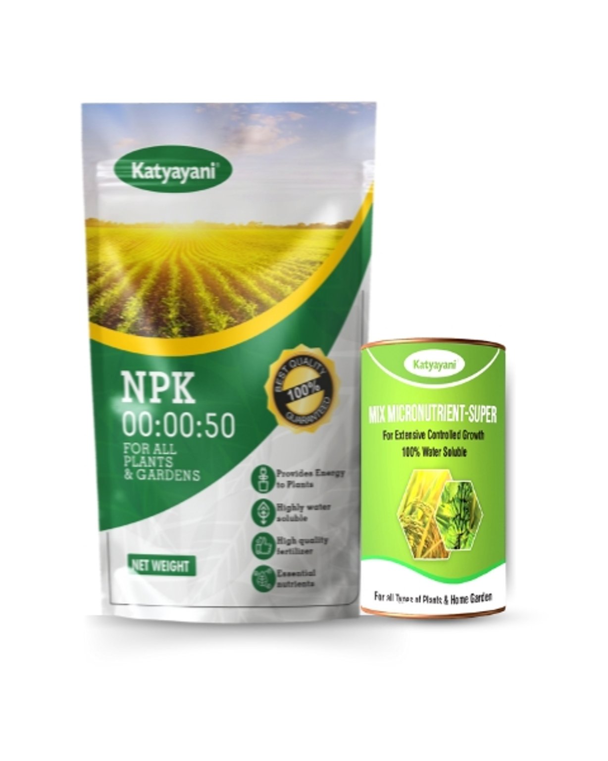 Katyayani Fasal Mitash Badawar Combo  Enhance Fruit Quality Taste & Appearance 1 KG NPK 00:00:50 + 100 GM Mix Micronutrient