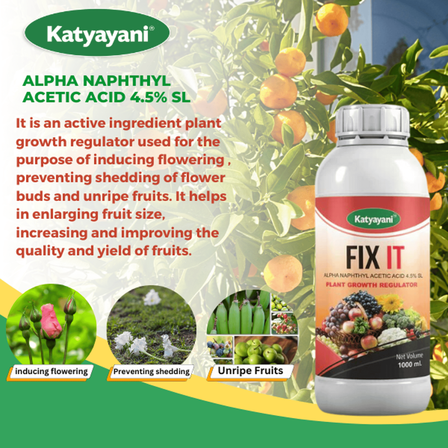 Katyayani Fix It Alpha Naphthyl Acetic Acid 4.5% SL Plant Growth Regulator