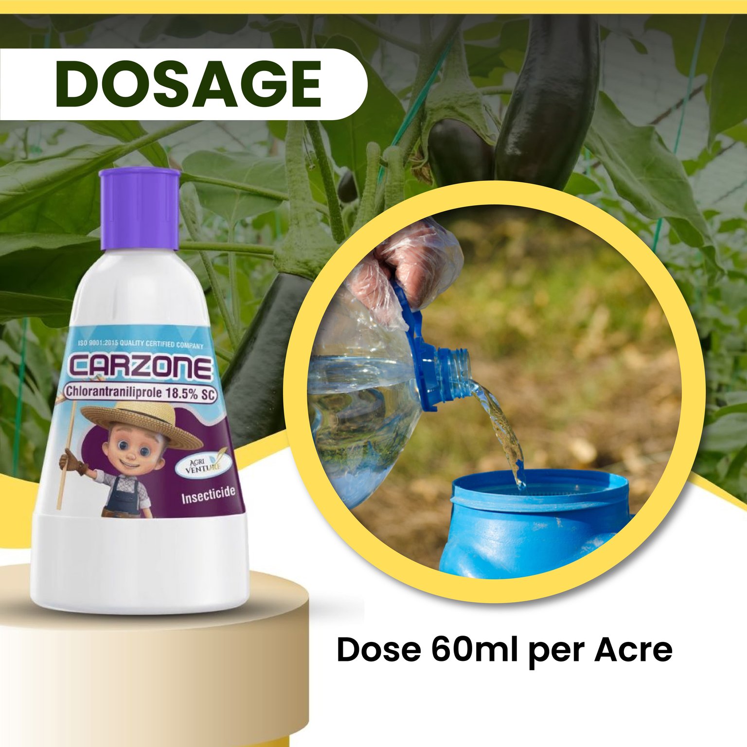 Agri Venture Carzone Chlorantraniliprole 18.5% SC Chemical Insecticide