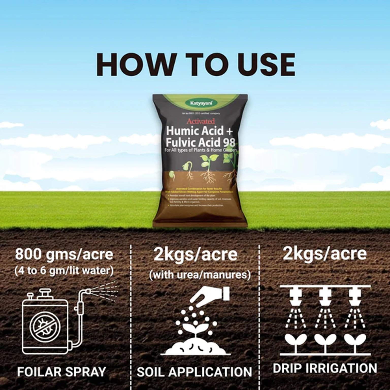 Katyayani Activated Humic Acid + Fulvic Acid 98 Fertilizer