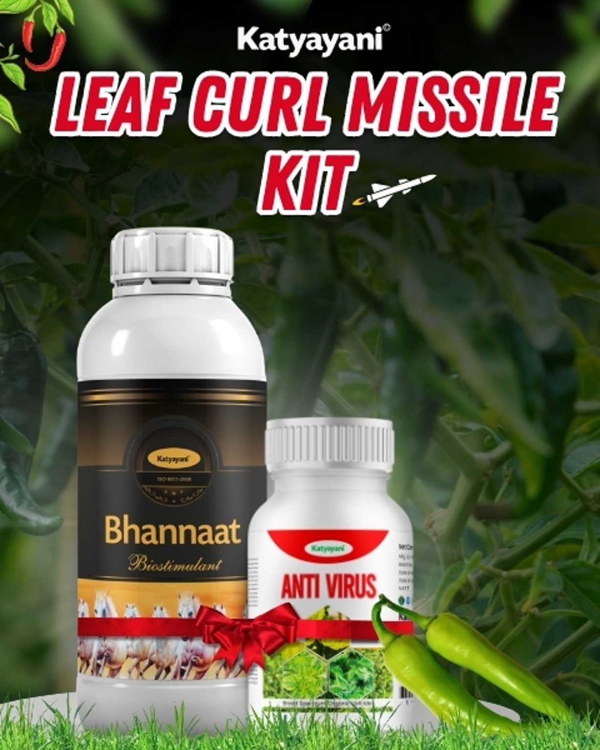 Katyayani Organics Leaf Curl Missile Kit Bhannaat Biostimulant 250 ML + Anti Virus 500 ML