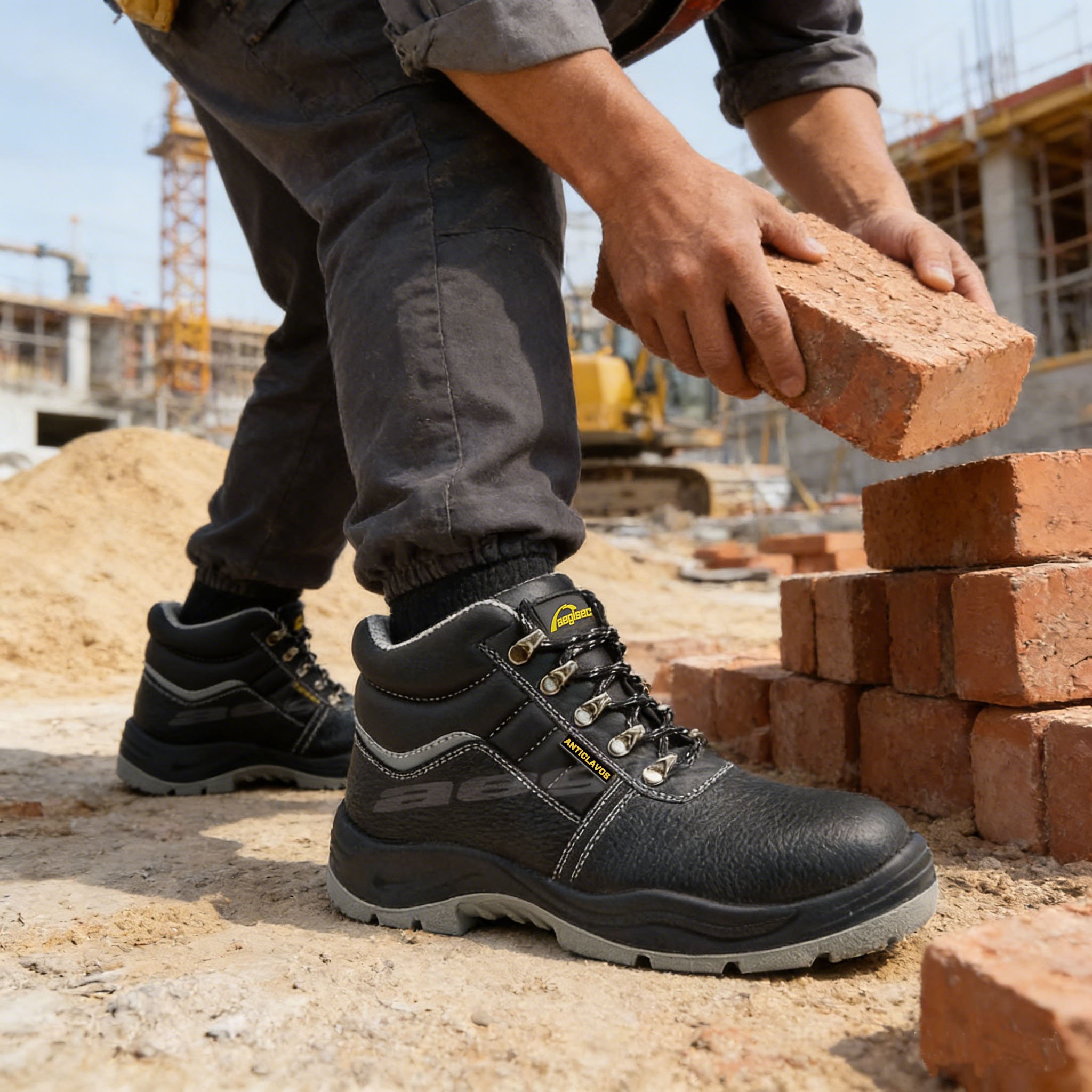 Leather construction work boots