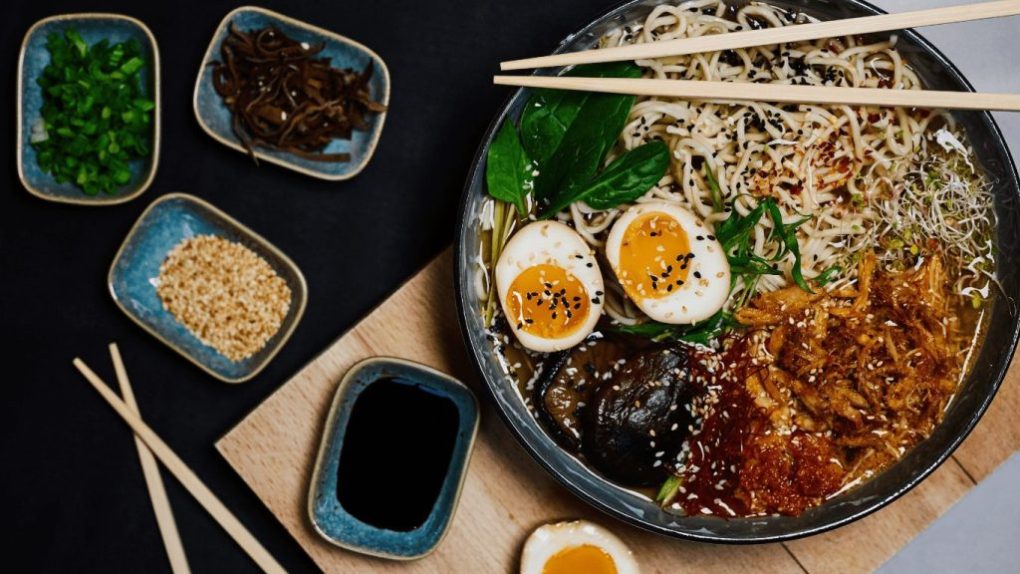 Traditional Japanese ramen with egg