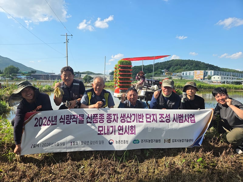 김포시, 지역특화 벼 신품종 ‘한가득’ 자율교환 채종포 시범단지 모내기