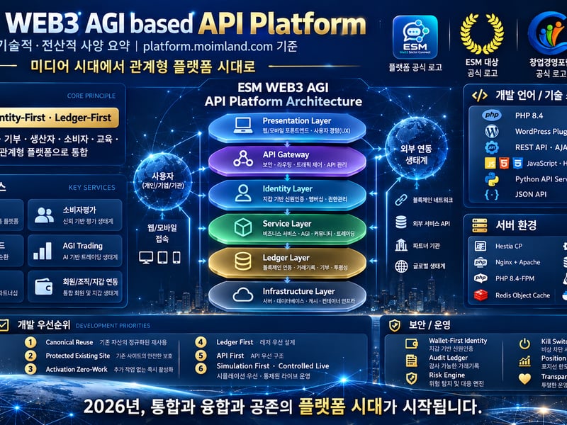 ESM Web3 AGI based API Platform 기술 · 전산 사양 요약