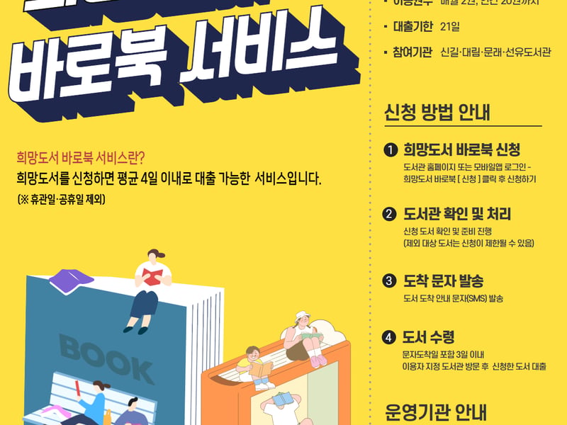 “읽고 싶은 책, 도서관에서 빨리 받아요!”… 영등포구, ‘희망도서 바로북 서비스’ 운영