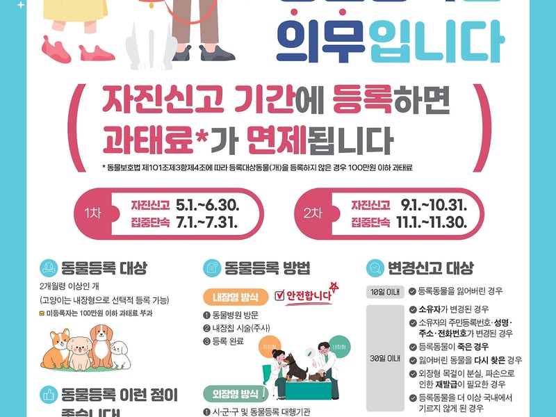 김포시, 5~6월 동물등록 자진신고 기간 운영