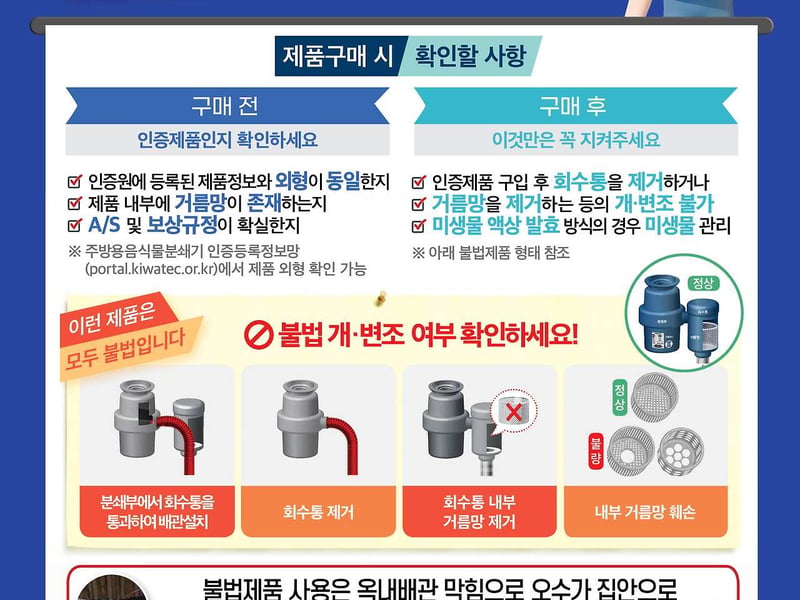 김포시, 불법 주방용 오물분쇄기 집중점검 실시