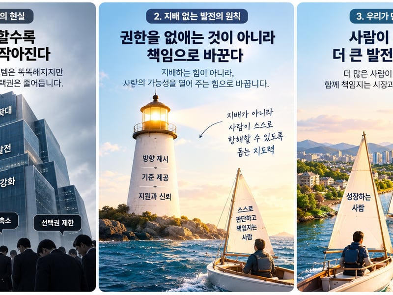 [정차조 칼럼] 출판 책 중심 테마 100선_제15 테마, 지배 없는 발전, 사람이 커질수록 권력은 작아져야 한다