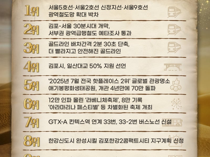 시민이 선택한 ‘2025 김포뉴스’ 1위는 광역철도망 확대