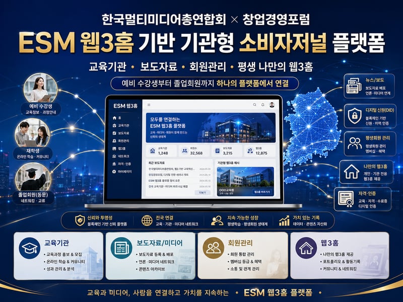 한국멀티미디어총연합회, 교육·언론·평생회원 연결하는 ‘웹3홈 플랫폼’으로 전환 공식 발표,