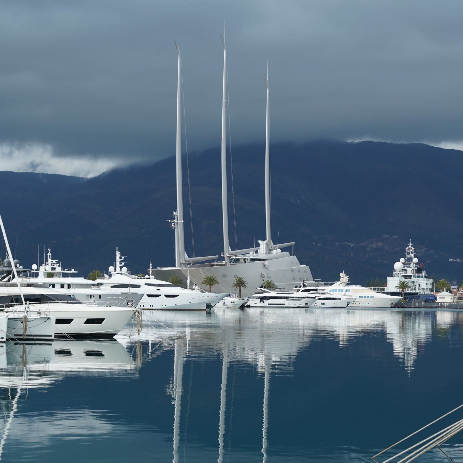 Luxury yachts moored in an Italian Riviera marina — Divo Yacht services in Liguria