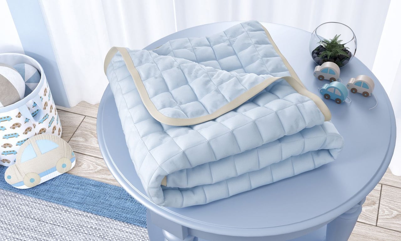 Edredom de Berço Matelado Azul/Bege