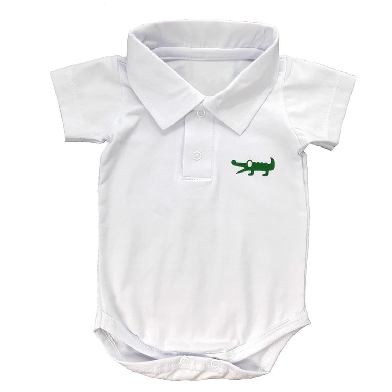 Body Polo Manga Curta Branca Jacaré Tam P