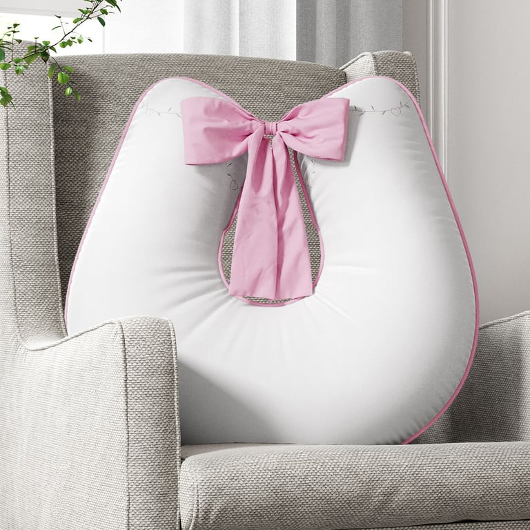 Almofada Amamentação Raminhos e Corações Rosa