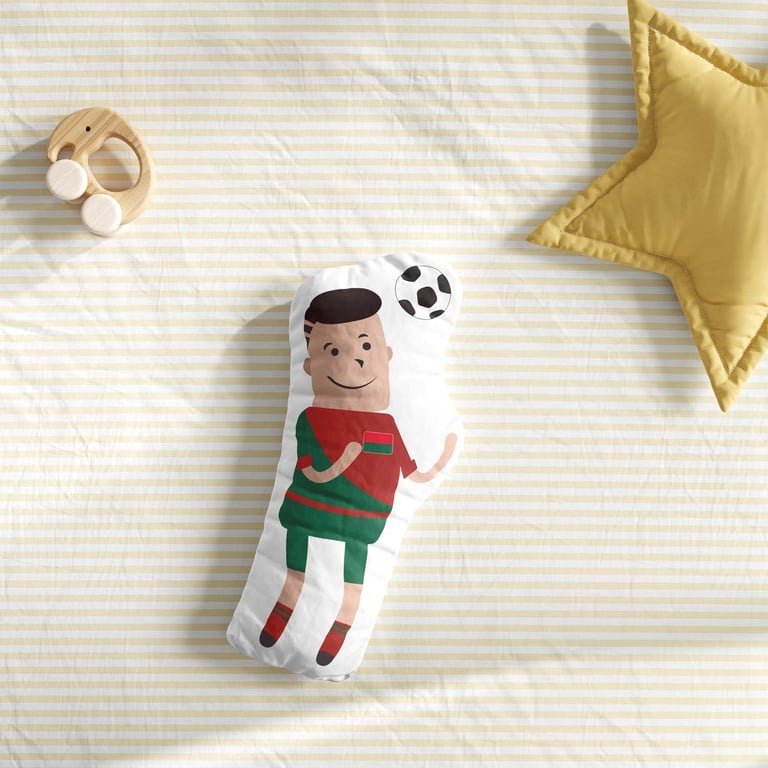 Almofada Jogador de Futebol Vermelha e Verde — vista alternativa