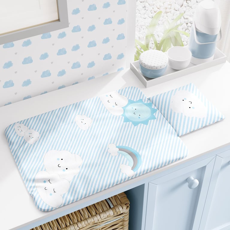 Trocador de Fraldas Portátil Nuvem de Algodão Azul 73x40cm