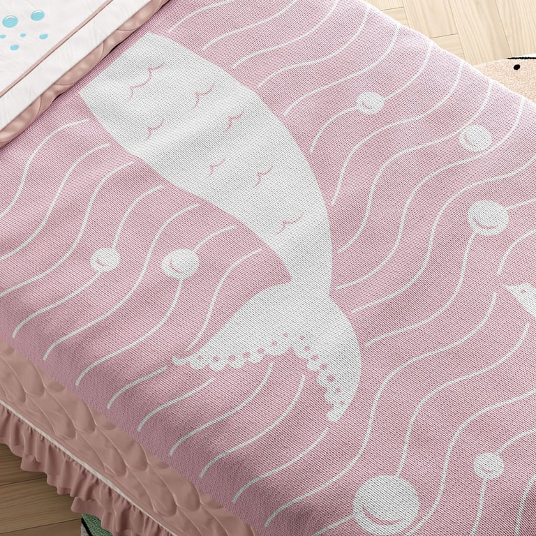 Manta Tricot Menina Sereia Rosa 1,20m