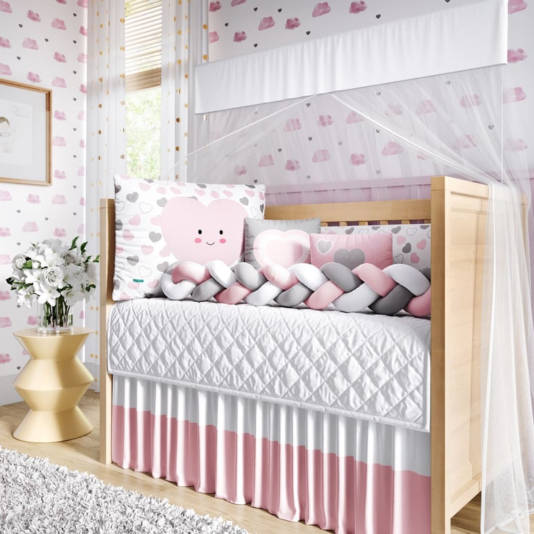 Kit Berço Trança Amor da Mamãe Rosa