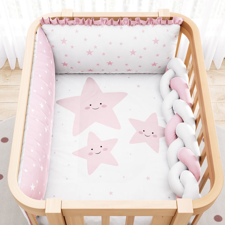 Edredom de Mini Berço Estrelinha Sorridente Rosa