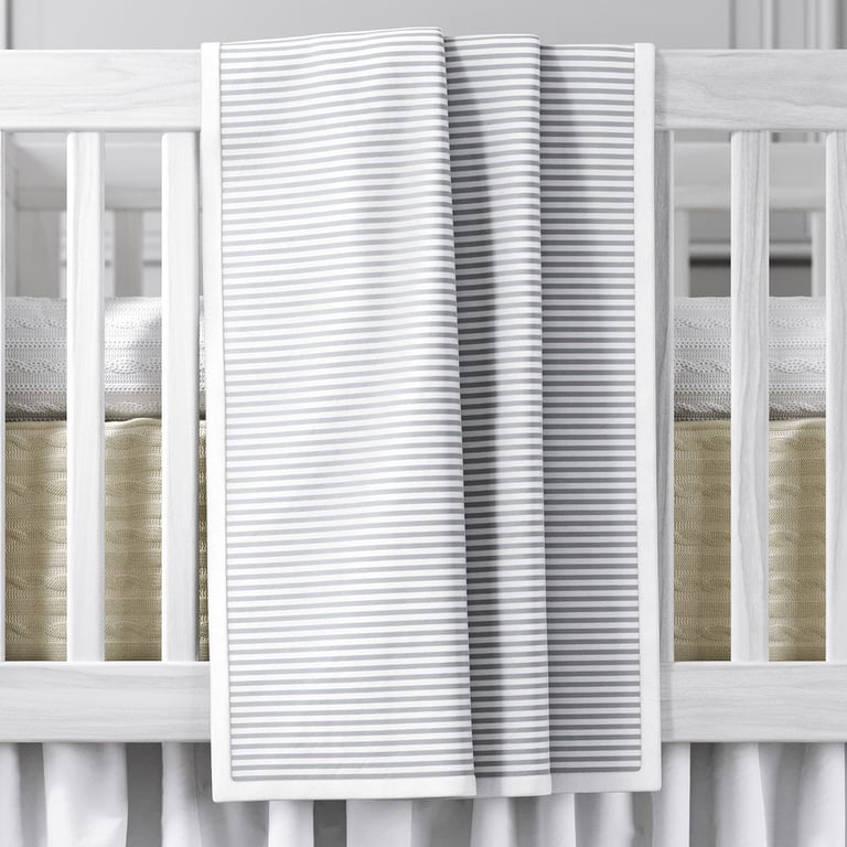 Manta Listrada Branco e Cinza 1,45M