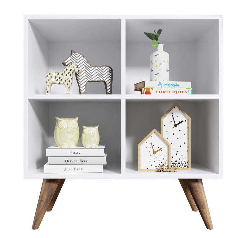 Estante Montessoriana 6 Nichos Branco e Madeira