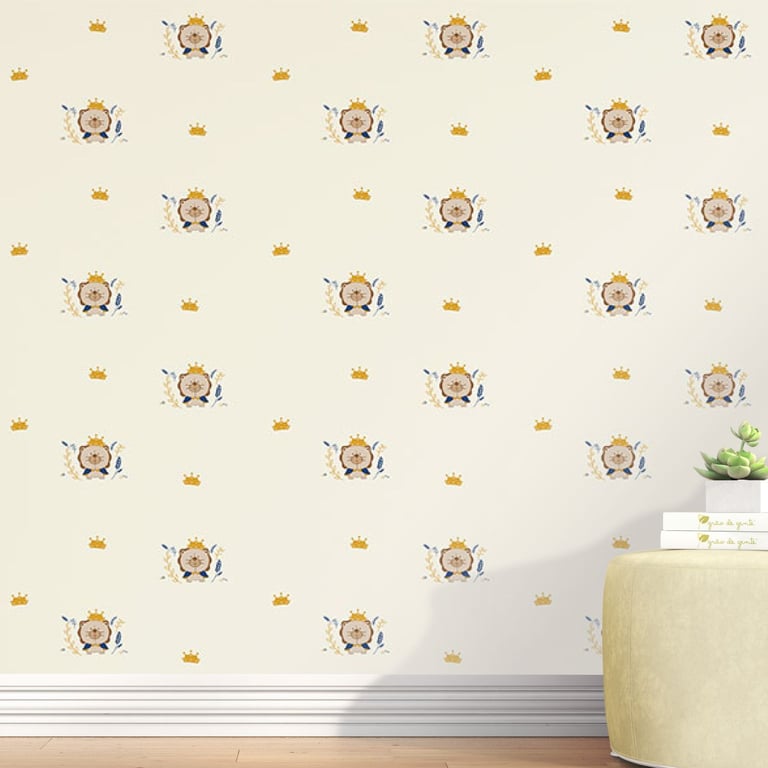 Papel de Parede Leão Reizinho da Floresta Azul Marinho 3m