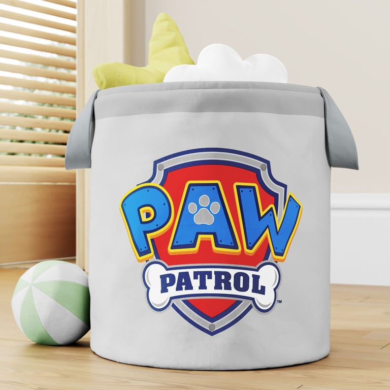 Cesto Organizador para Brinquedos Patrulha Canina Cinza 28cm