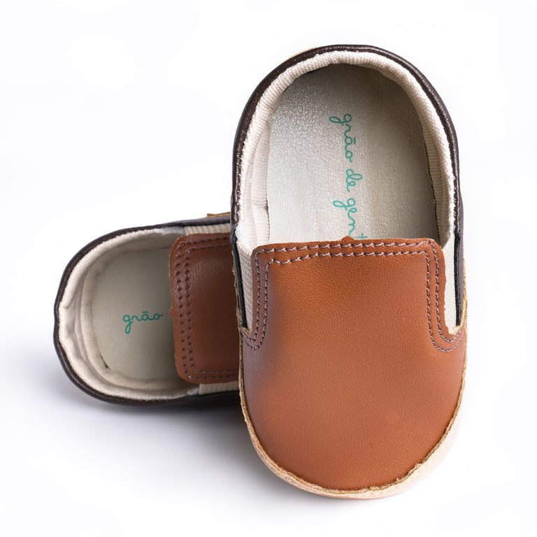 Tênis Bebê Slipper Bicolor Café e Caramelo Tam 18