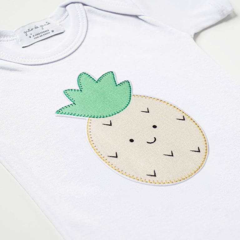 Body Manga Curta Frutinha Abacaxi Tam P