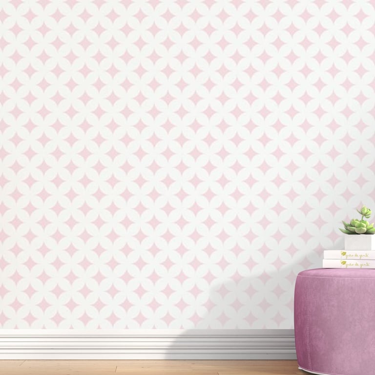 Papel de Parede Geométrico Cobogó Branco e Rosa 3m