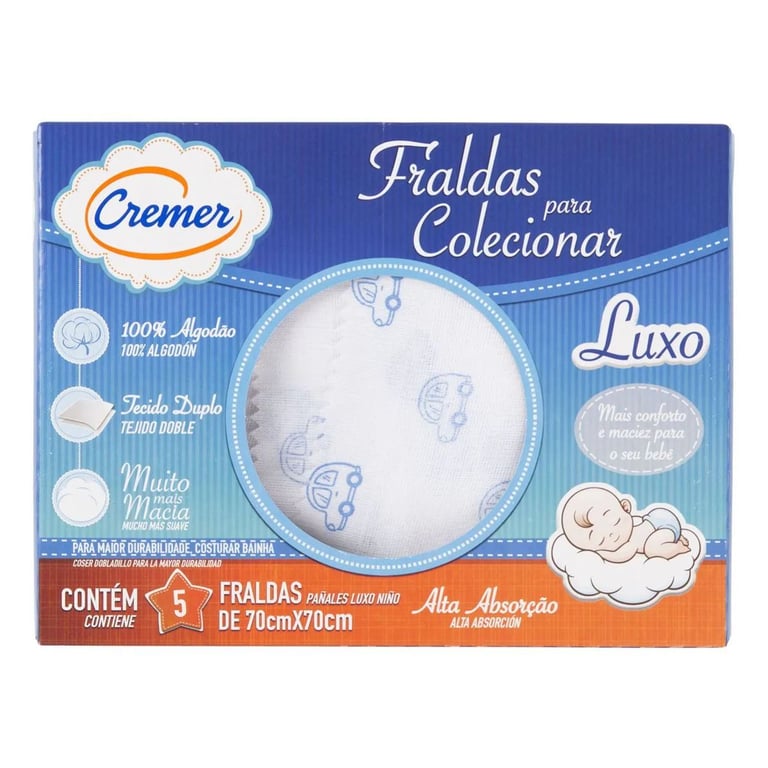Fralda Luxo Cremer para Colecionar com 5 Unidades