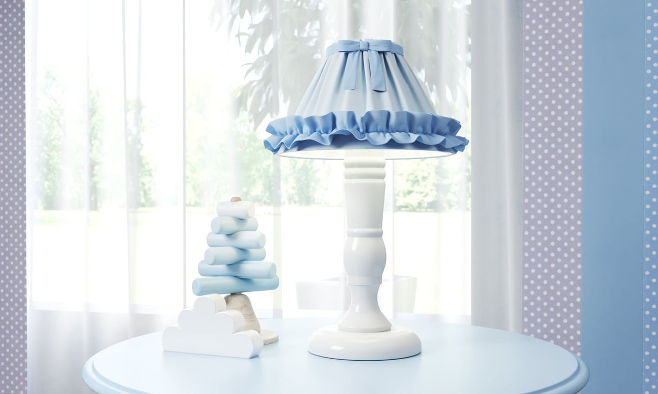 Abajur Madeira Azul bebê