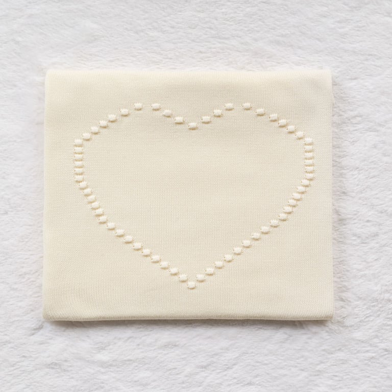 Manta Bebê Tricot Coração Vermelho 80cm