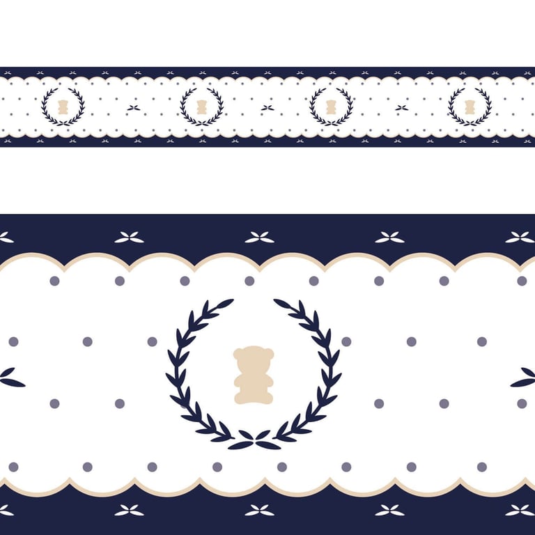 Faixa Adesiva de Parede Urso Luxo Azul Marinho