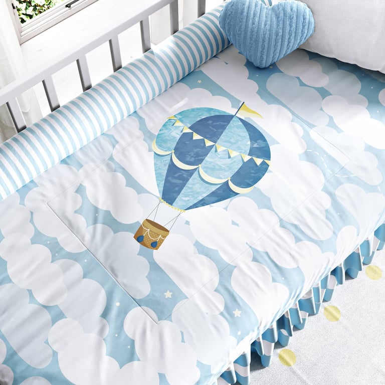 Edredom de Berço Balão no Céu Azul