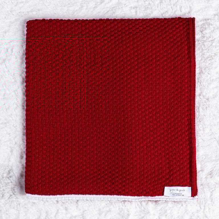 Manta Bebê Tricot Ponto Arroz Vermelho 80cm