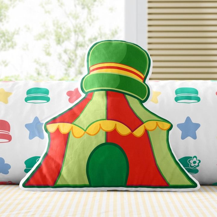 Almofada Tenda de Circo Verde e Vermelha Patati Patatá