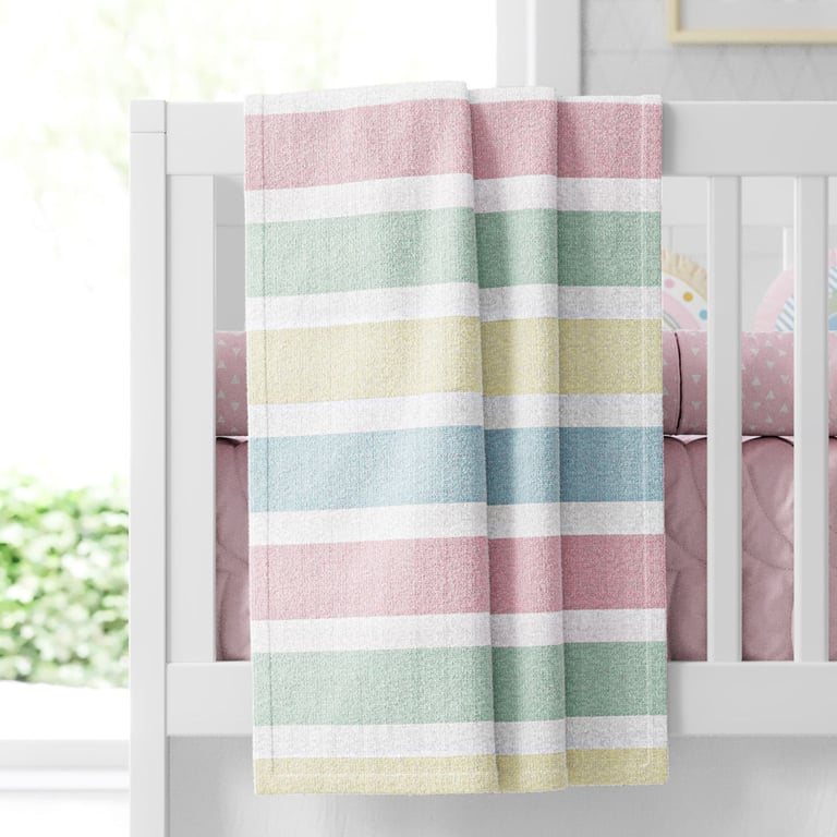 Manta Bebê Tricot Listrada Arco-íris 1m